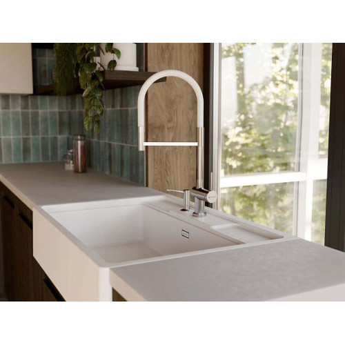 Смеситель OMOIKIRI Kanto-2 Plus-SB-BN-WH латунь/нержавеющая сталь/белый