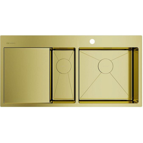 Мойка Akisame 100-2-LG-R нерж.сталь/светлое золото(арт.4973090)