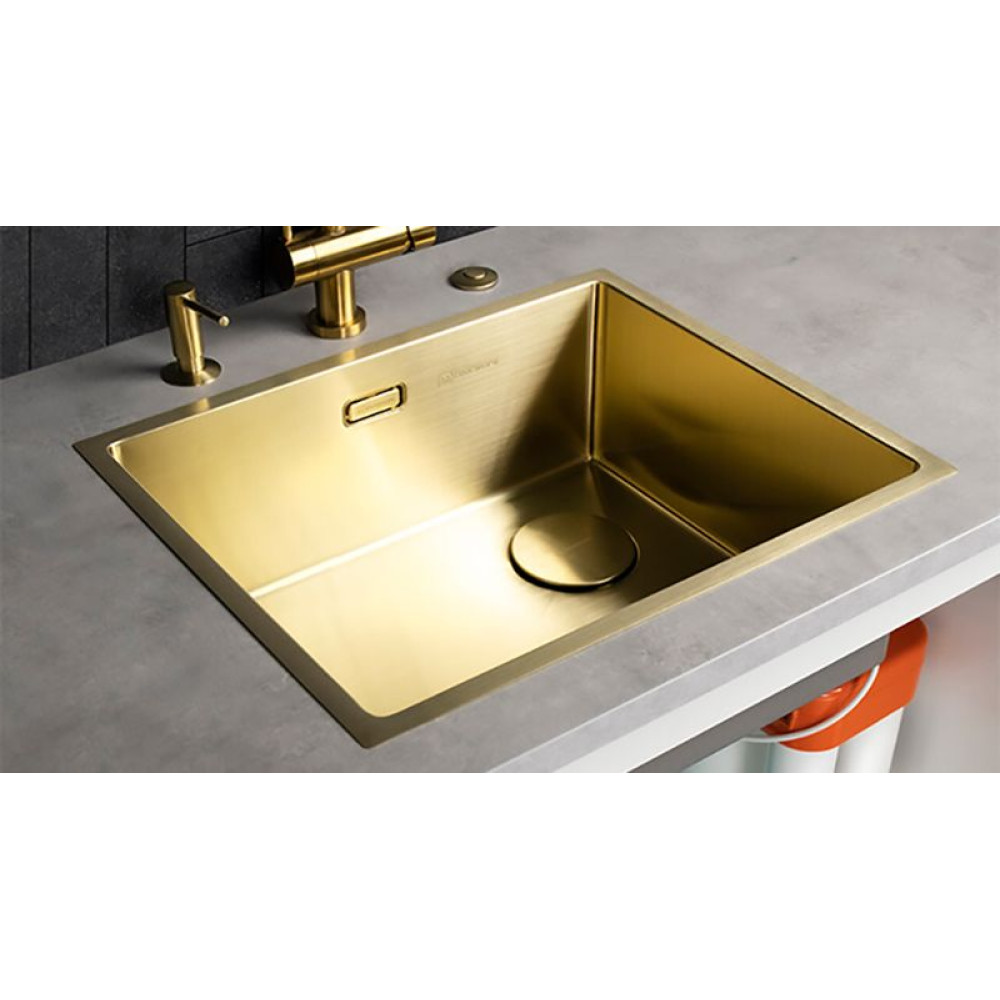 Мойка Omoikiri Taki 74-U/IF-LG Side нерж.сталь/светлое золото