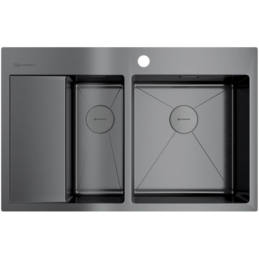 Мойка Akisame 78-2-GM-R нерж.сталь/вороненая сталь(арт.4973102)