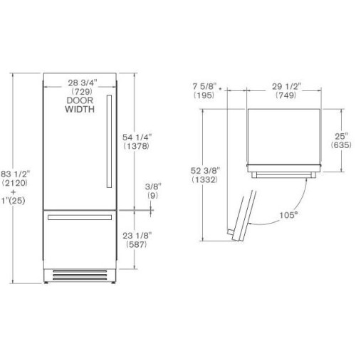 Холодильник Bertazzoni REF755BBLXTT петли слева