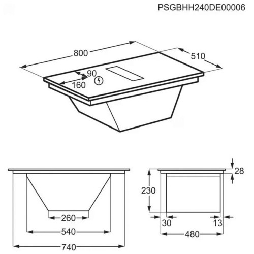 Индукционная стеклокерамич. панель с вытяжкой AEG TH84CB03CB