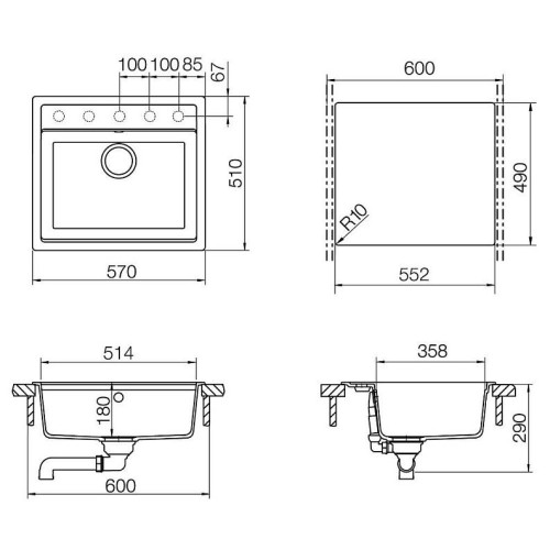 Мойка SCHOCK Nemo 60 (N-100) Cristalite 570x510 альпина
