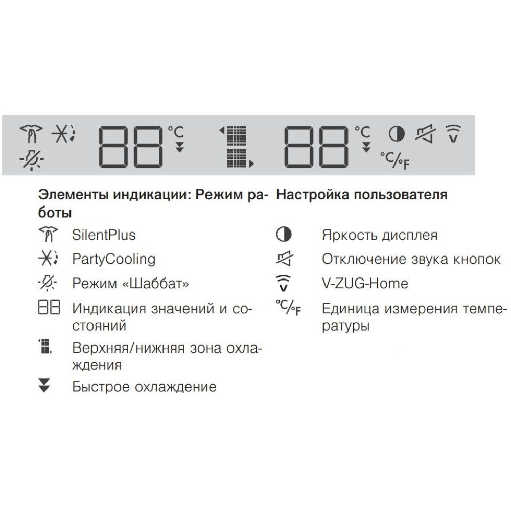 Встраиваемый винный шкаф V-ZUG WineCooler V4000 90 WC4T-51102 R платина