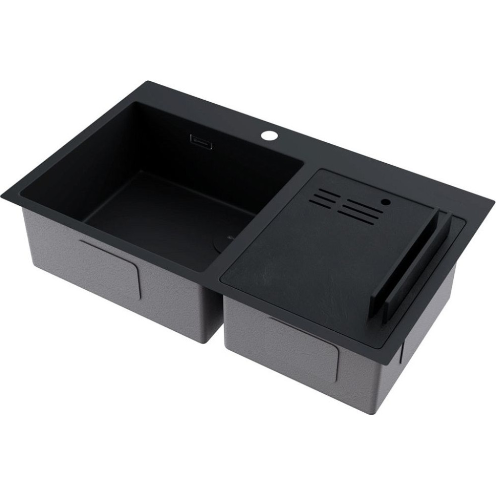 Мойка Omoikiri Akisame 86-2-GB Side нерж.сталь/графит(арт.4997047)