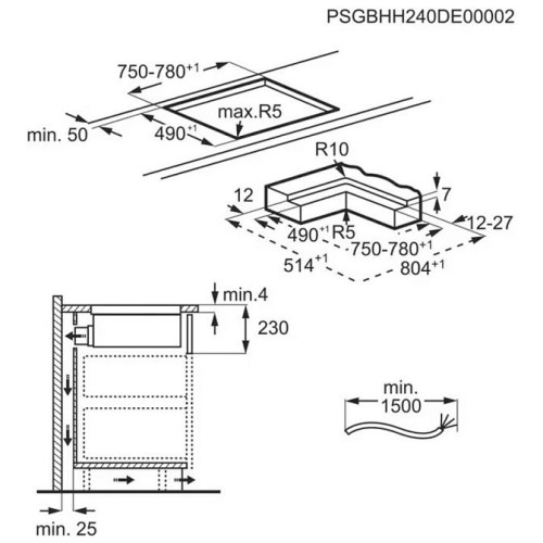 Индукционная стеклокерамич. панель с вытяжкой AEG TH84CB03CB