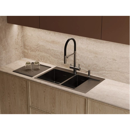 Мойка Omoikiri Akisame 78-2-GM-L нерж.сталь/вороненая сталь(арт.4973101)