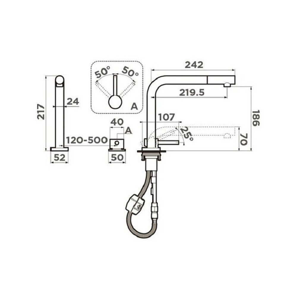 Смеситель Omoikiri Nara-S-GB латунь/графит