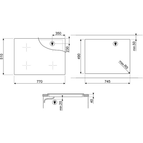 Стеклокерамическая панель Smeg SE484EMTD