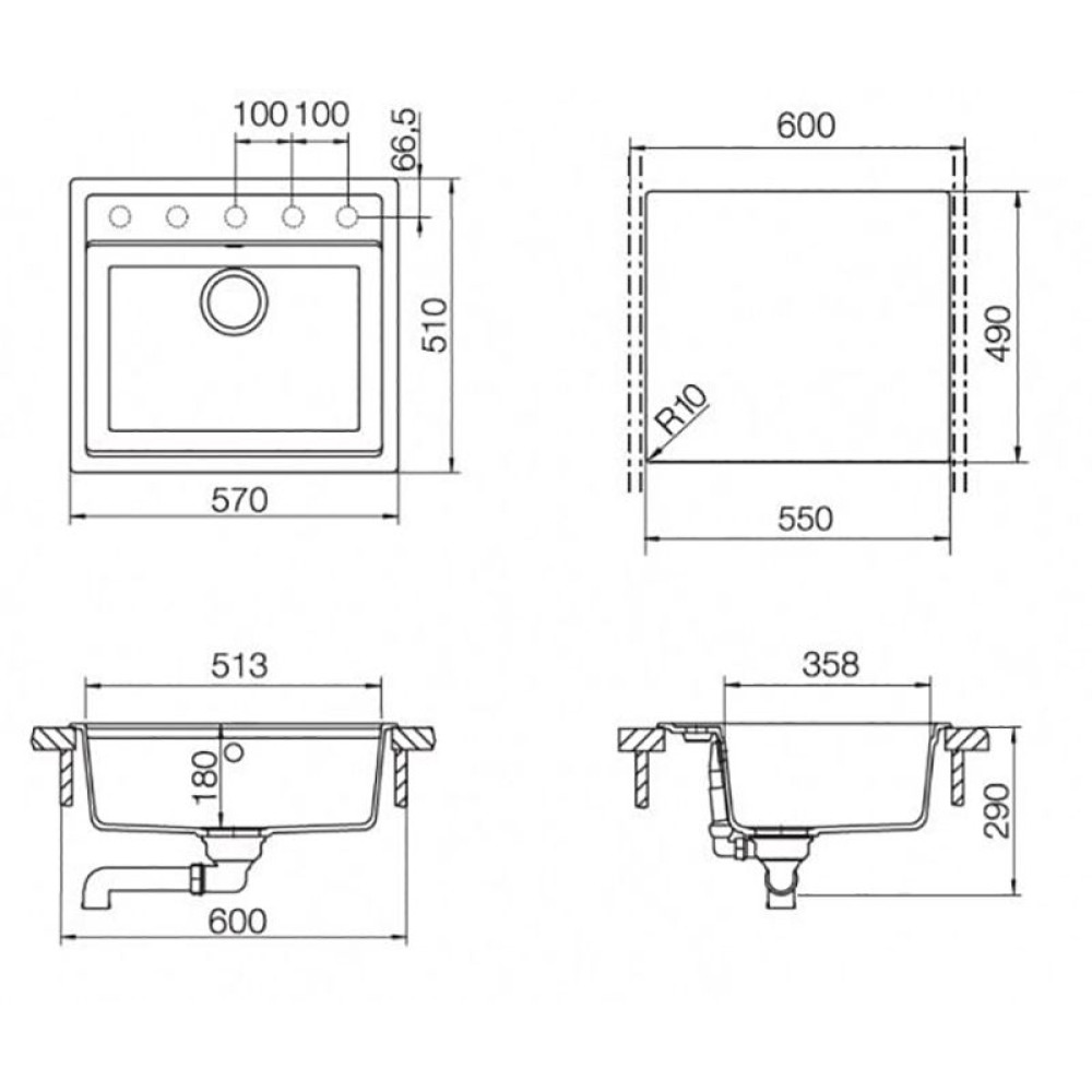 Мойка SCHOCK Vero 60 (N-100) Cristadur 570x510 поларис