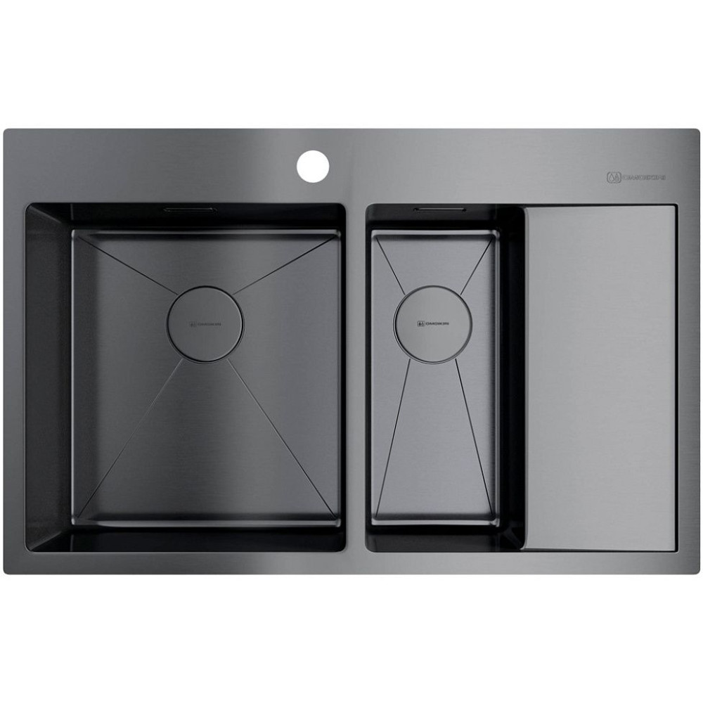 Мойка Omoikiri Akisame 78-2-GM-L нерж.сталь/вороненая сталь(арт.4973101)