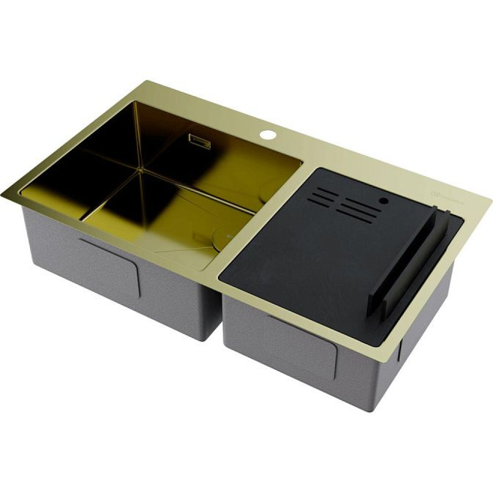 Мойка Omoikiri Akisame 86-2-LG Side нерж. сталь/золото (арт.4997048)