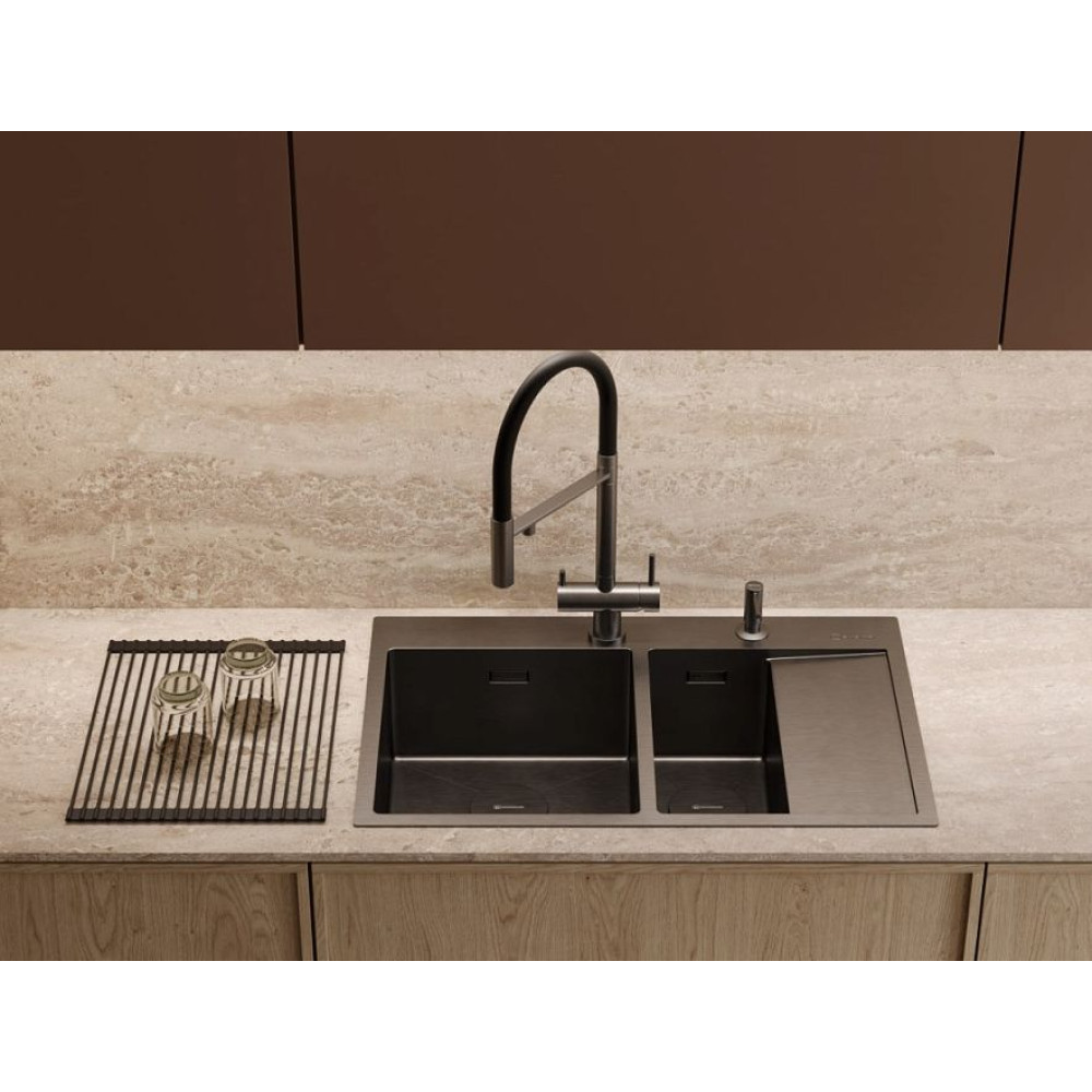 Мойка Omoikiri Akisame 78-2-GM-L нерж.сталь/вороненая сталь(арт.4973101)