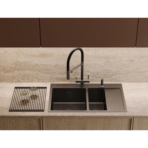 Мойка Omoikiri Akisame 78-2-GM-L нерж.сталь/вороненая сталь(арт.4973101)