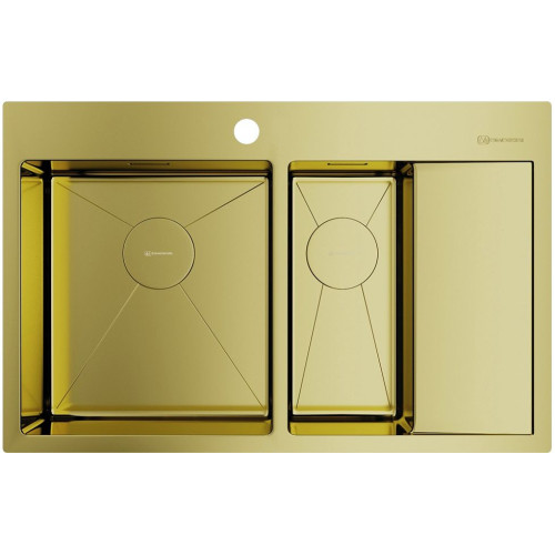 Мойка Akisame 78-2-LG-L нерж.сталь/светлое золото(арт.4973087)