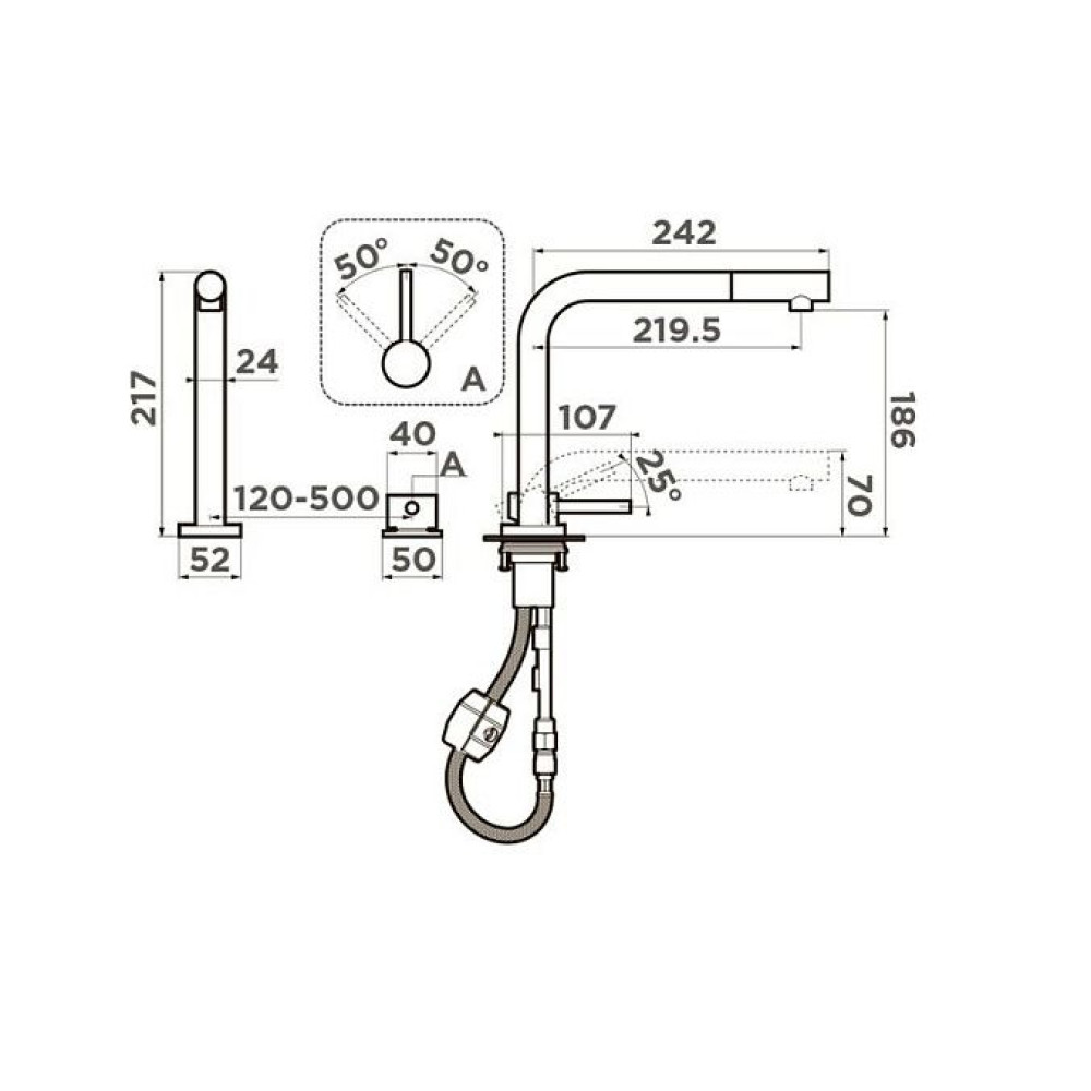 Смеситель Omoikiri Nara-GB латунь/графит