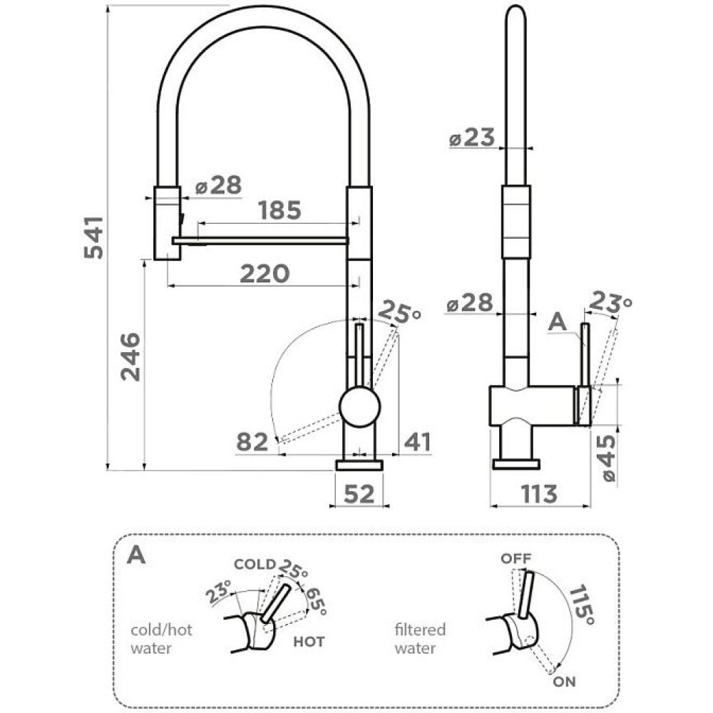 Смеситель OMOIKIRI Kanto-2 Plus-SB-C-WH латунь/хром/белый