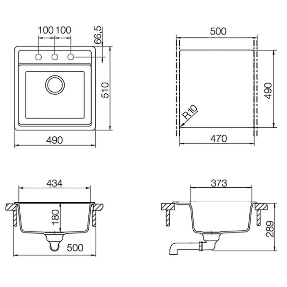 Мойка SCHOCK Nemo 50 (N-100S) Cristalite 490x510 альпина