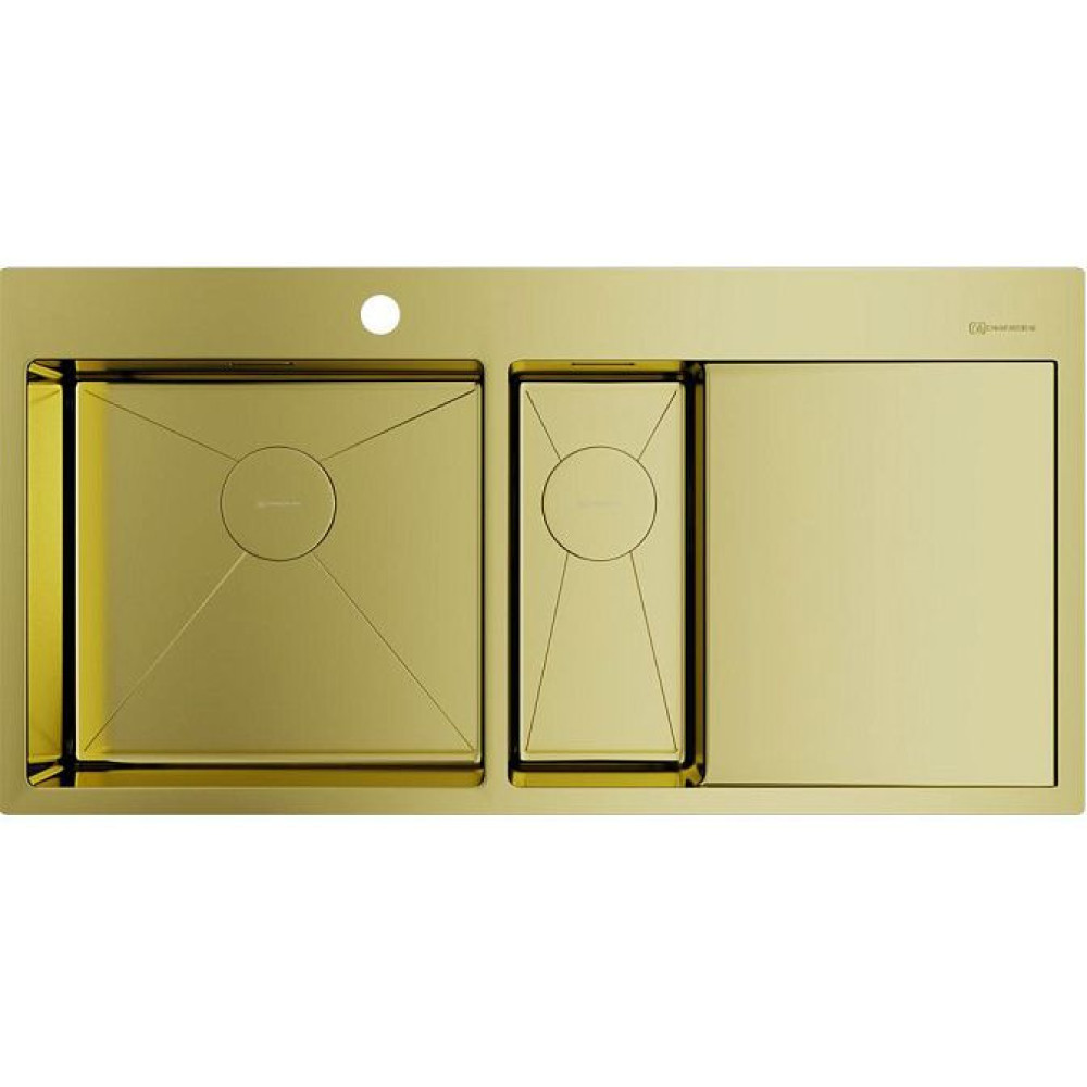 Мойка Akisame 100-2-LG-L нерж.сталь/светлое золото(арт.4973089)