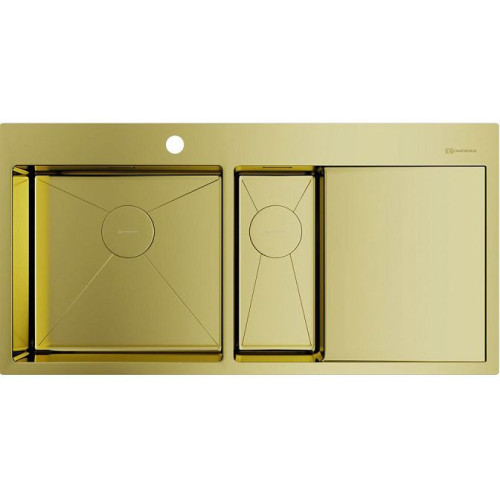 Мойка Akisame 100-2-LG-L нерж.сталь/светлое золото(арт.4973089)