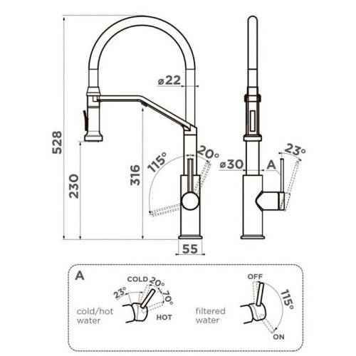 Смеситель OMOIKIRI Makkari 2 Plus-SB-LG-BL (арт.4994496 )